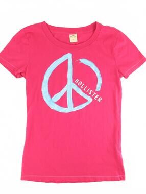 Hollister Pink Peace Sign T-Shirt Women's Medium